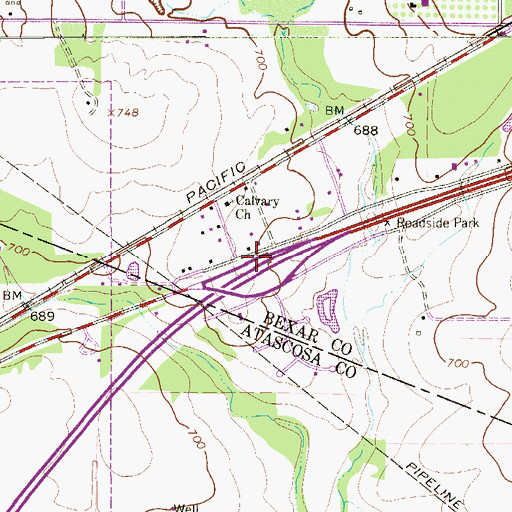 Topographic Map of Interchange 133, TX