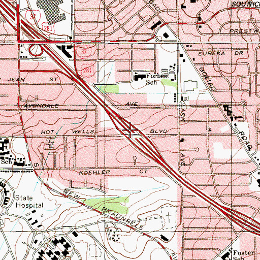 Topographic Map of Interchange 137, TX