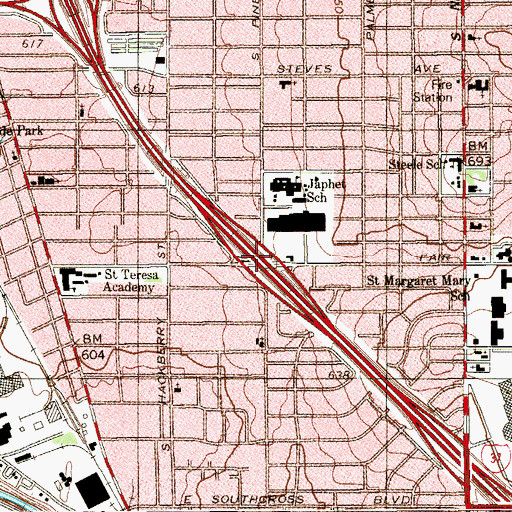 Topographic Map of Interchange 138B, TX
