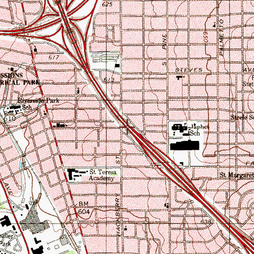 Topographic Map of Interchange 138C, TX