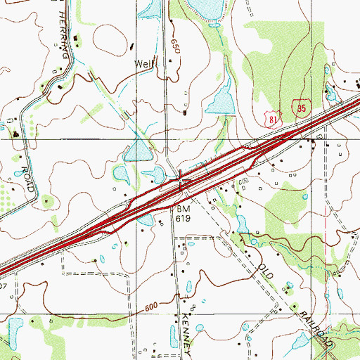 Topographic Map of Interchange 139, TX
