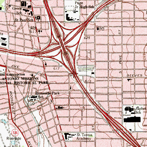 Topographic Map of Interchange 139, TX