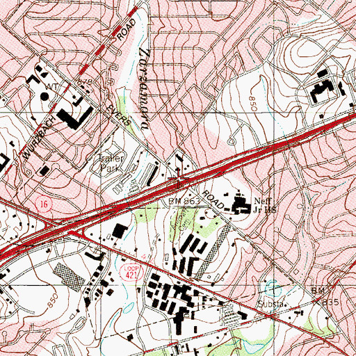 Topographic Map of Interchange 13B, TX
