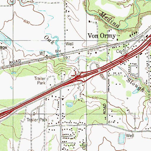 Topographic Map of Interchange 141, TX