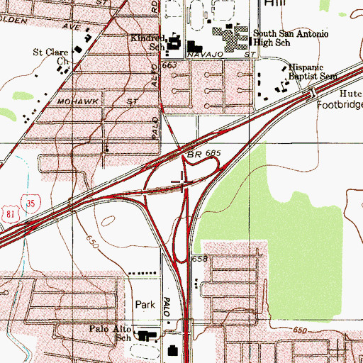 Topographic Map of Interchange 148A and 148B, TX