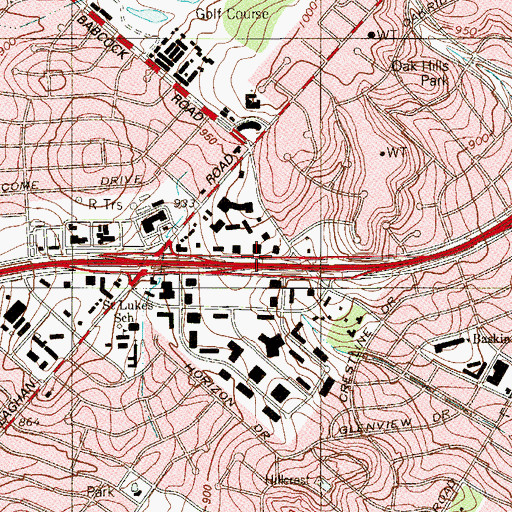 Topographic Map of Interchange 14B, TX