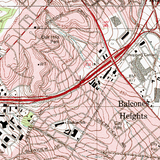 Topographic Map of Interchange 15, TX