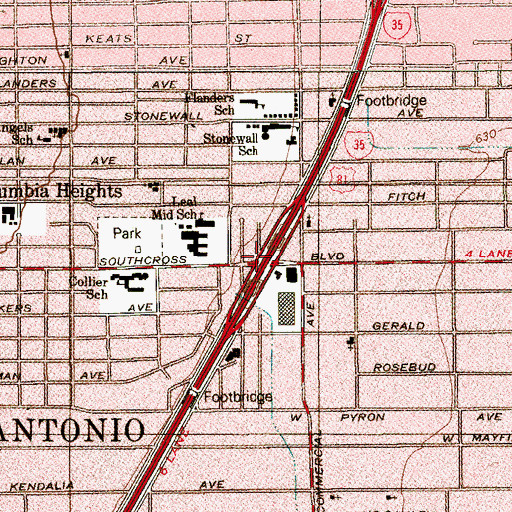 Topographic Map of Interchange 150B, TX