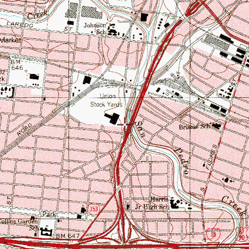 Topographic Map of Interchange 154A, TX