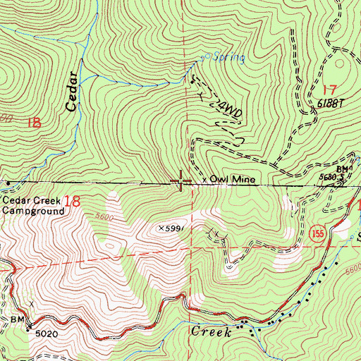 Topographic Map of Owl Mine, CA