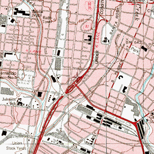 Topographic Map of Interchange 155A, TX