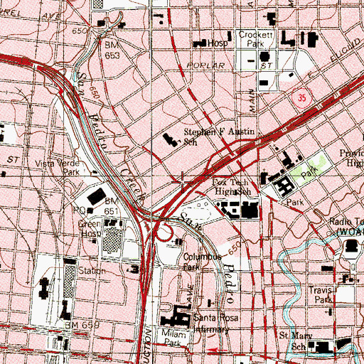 Topographic Map of Interchange 156, TX
