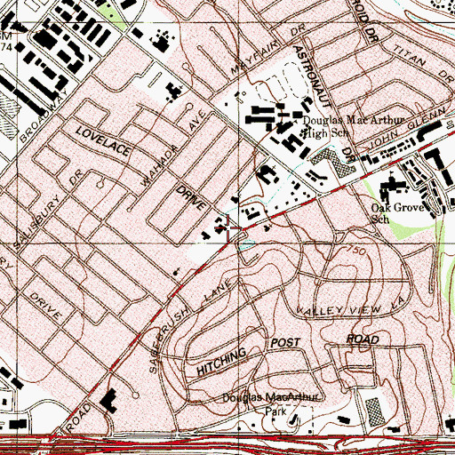 Topographic Map of MacArthur Park Lutheran School, TX