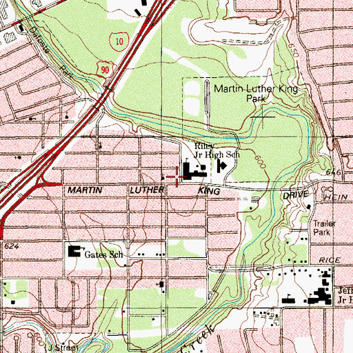 Topographic Map of Martin Luther King Academy, TX