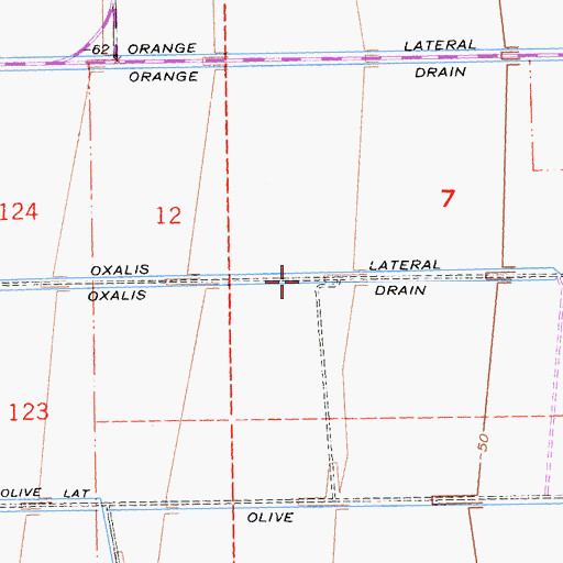 Topographic Map of Oxalis Drain, CA