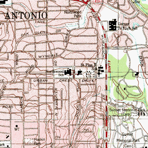 Topographic Map of Northwood Presbyterian Day School, TX