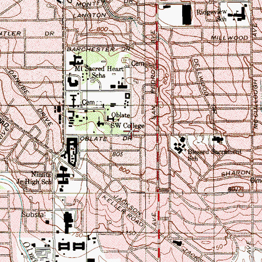 Topographic Map of Oblates of Mary Immaculate Oblate Vocation Center, TX