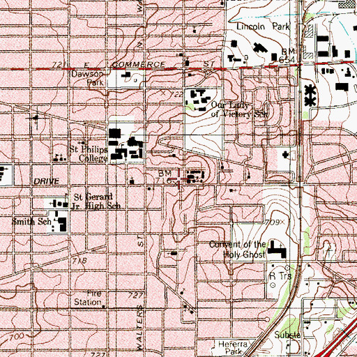 Topographic Map of Our Lady of Perpetual Help School, TX