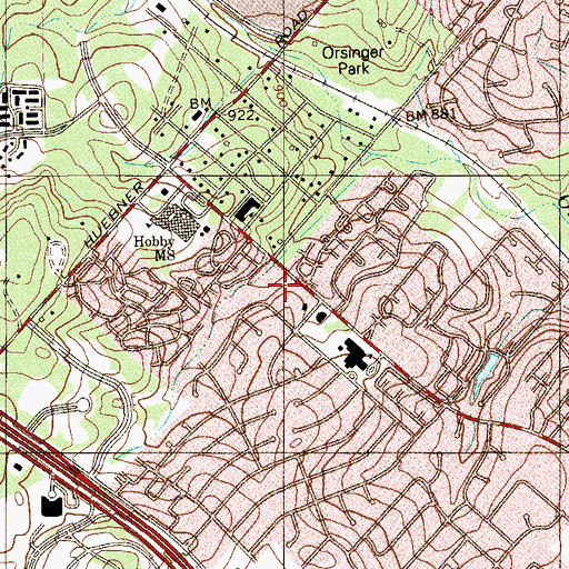 Topographic Map of Our Savior Lutheran Preschool Academy, TX