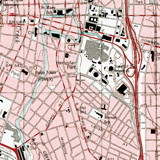 Topographic Map of S Presa Elementary School, TX