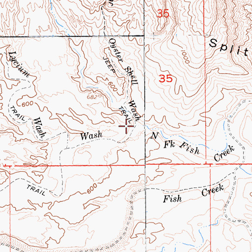Topographic Map of Oyster Shell Wash, CA