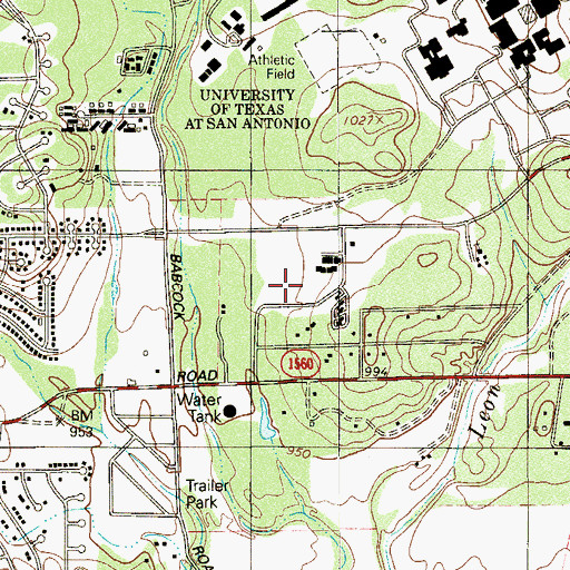 Topographic Map of Saint Anthonys Catholic Student Center, TX