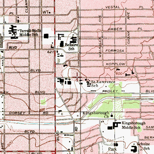Topographic Map of Saint Lawrence Day Care and Learning Center, TX