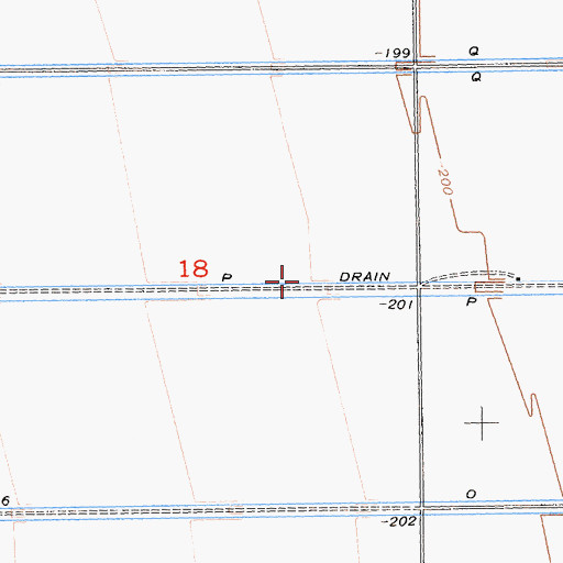 Topographic Map of P Drain, CA