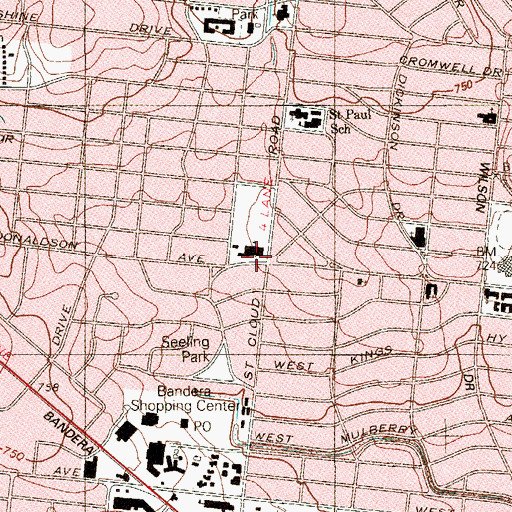 Topographic Map of Saint Paul Catholic Learning Center, TX