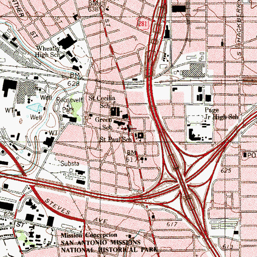 Topographic Map of Saint Paul Lutheran Child Development Center, TX