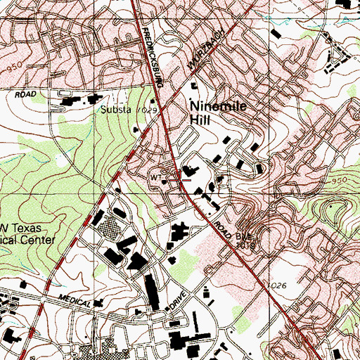 Topographic Map of San Antonio Preparatory Academy, TX