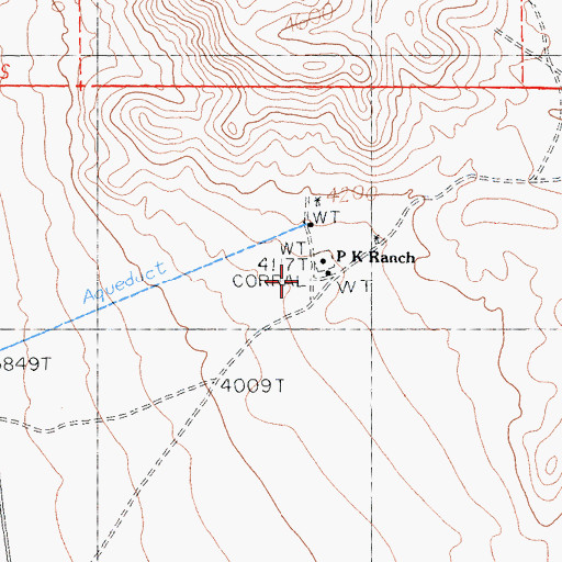 Topographic Map of P K Ranch, CA
