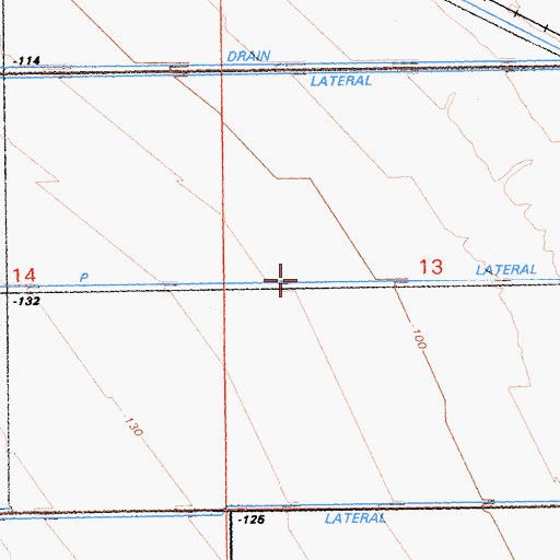 Topographic Map of P Lateral, CA