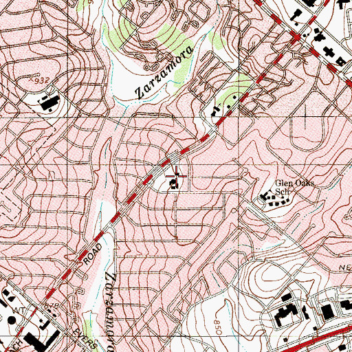 Topographic Map of Trinity United Methodist School, TX