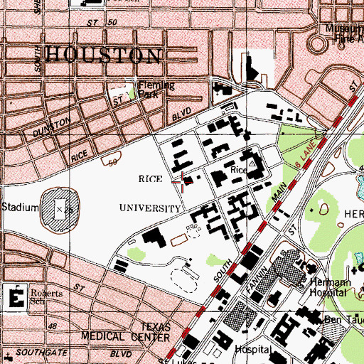 Topographic Map of Rice Memorial Center, TX