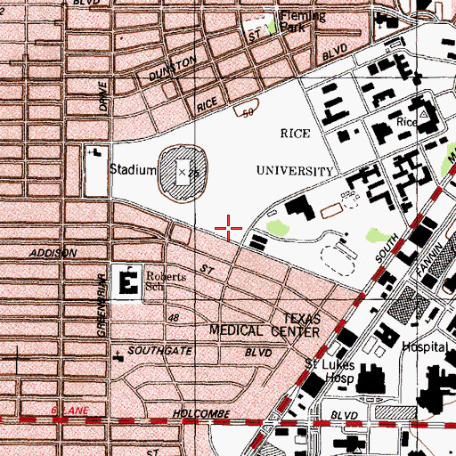 Topographic Map of Rice University Police Department, TX