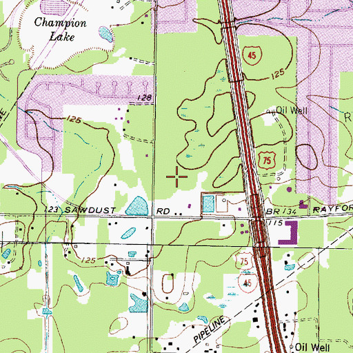 Topographic Map of South Montgomery County Volunteer Fire Department, TX