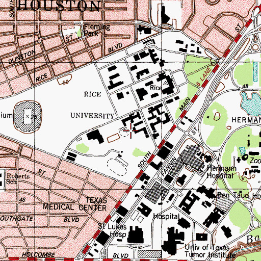 Topographic Map of South Servey Building, TX