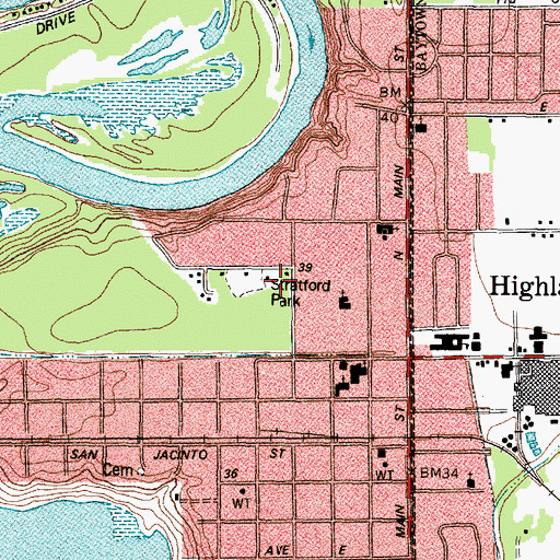 Topographic Map of Stratford Park Library, TX
