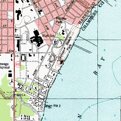 Topographic Map of Sylvan Beach Convention Center, TX
