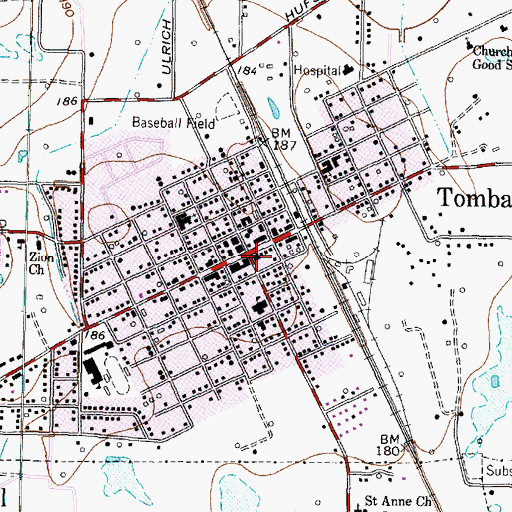 Topographic Map of Tomball City Hall, TX
