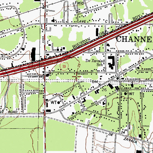 Topographic Map of V V Ramsey Community Center, TX