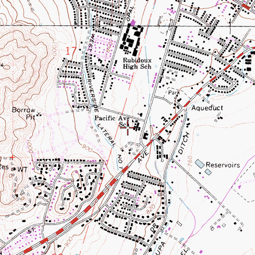 Topographic Map of Pacific Avenue Elementary School, CA