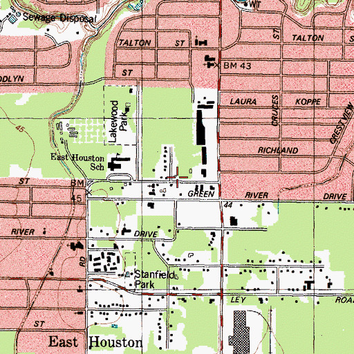 Topographic Map of Abiding Love Baptist Church, TX
