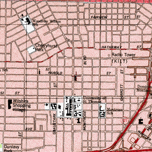 Topographic Map of Annunciation Greek Orthodox Cathedral, TX