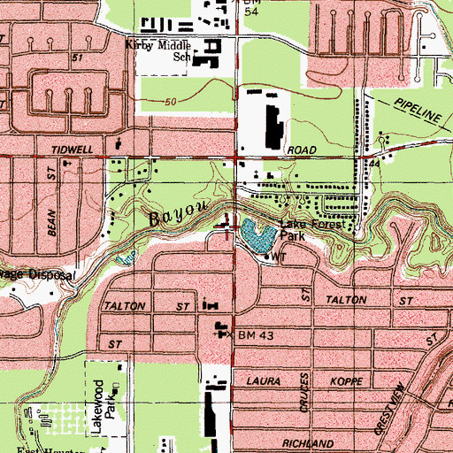 Topographic Map of Bethel Missionary Baptist Church, TX