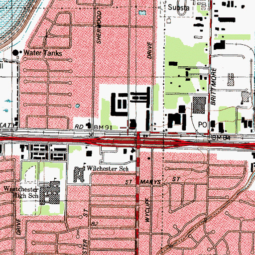 Topographic Map of Brazilian Evangelical Church of Houston, TX