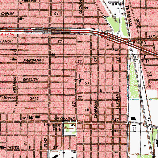 Topographic Map of Calvary Baptist Church, TX