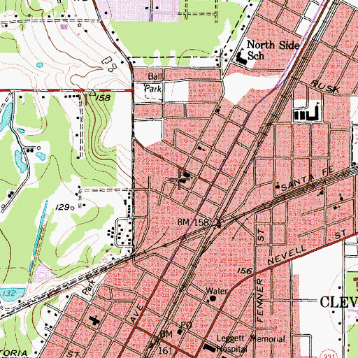 Topographic Map of Calvary Baptist Church, TX