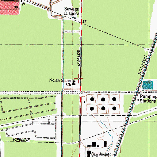 Topographic Map of Calvary Baptist Church of North Channel, TX